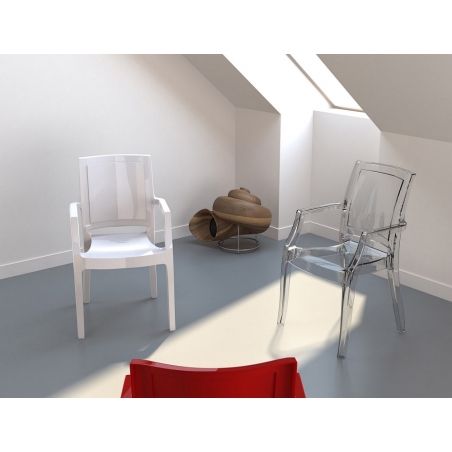 Arthur white plastic chair with armrests Siesta