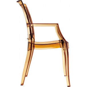 Designerskie Krzesło z podłokietnikami Arthur Bursztynowy przeźroczysty Siesta do jadalni, kuchni i salonu. 2