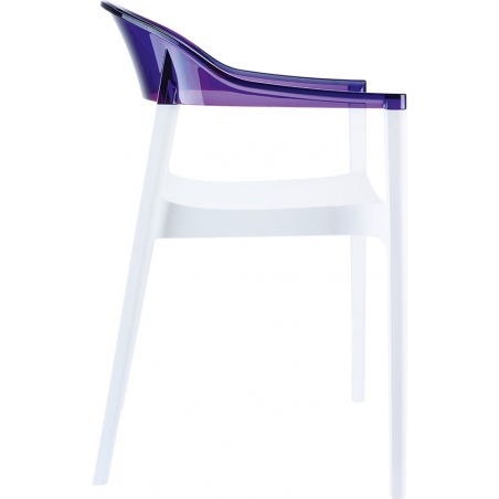 Krzesło z podłokietnikami Carmen Armchair White Biały z fioletowym przeźroczystym Siesta