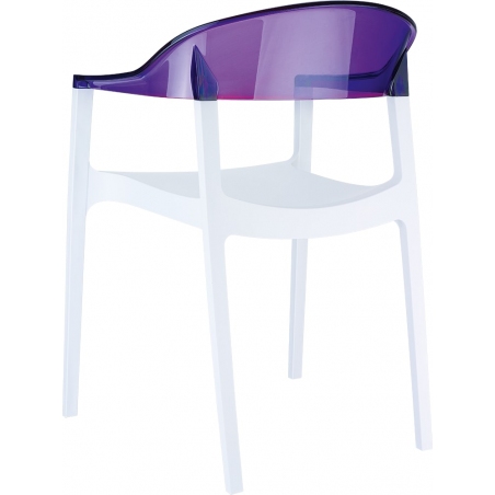 Krzesło z podłokietnikami Carmen Armchair White Biały z fioletowym przeźroczystym Siesta