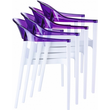 Krzesło z podłokietnikami Carmen Armchair White Biały z przeźroczystym Siesta