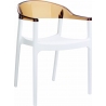 Designerskie Krzesło z podłokietnikami Carmen Armchair White Biały z bursztynowym przeźroczystym Siesta do jadalni, kuchni i sal