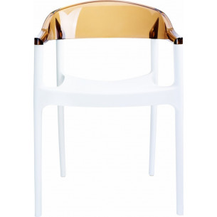 Designerskie Krzesło z podłokietnikami Carmen Armchair White Biały z bursztynowym przeźroczystym Siesta do jadalni, kuchni i sal 2