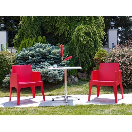 Box red garden chair with armrests Siesta