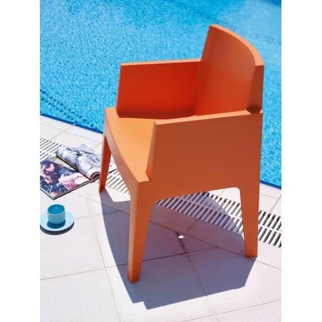 Box orange garden chair with armrests Siesta