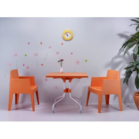 Box orange garden chair with armrests Siesta
