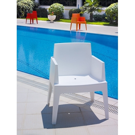 Krzesło ogrodowe z podłokietnikami Box Armchair Białe Siesta