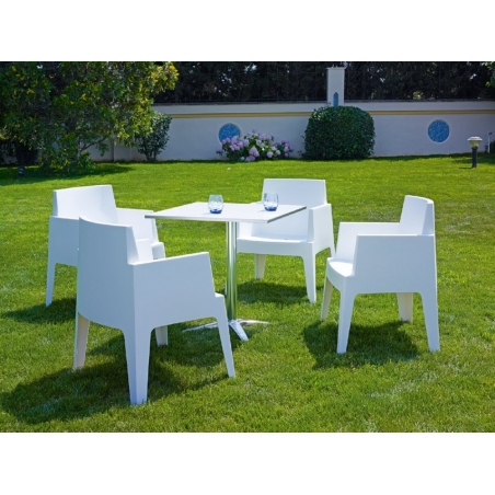 Box white garden chair with armrests Siesta