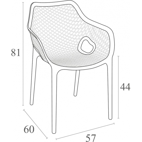 Air XL dark grey openwork chair with armrests Siesta