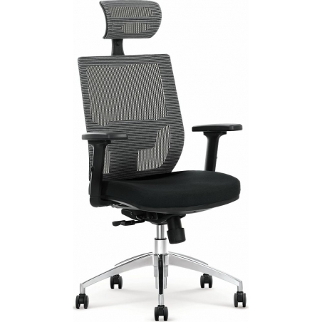 Designerski Wysoki fotel biurowy z zagłowkiem ADMIRAL Czarny Halmar do komputera.
