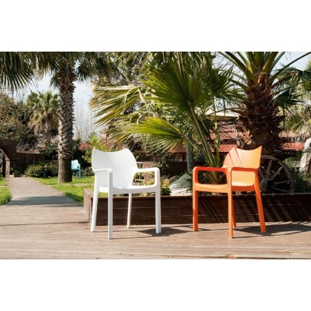 Diva white garden chair with armrests Siesta