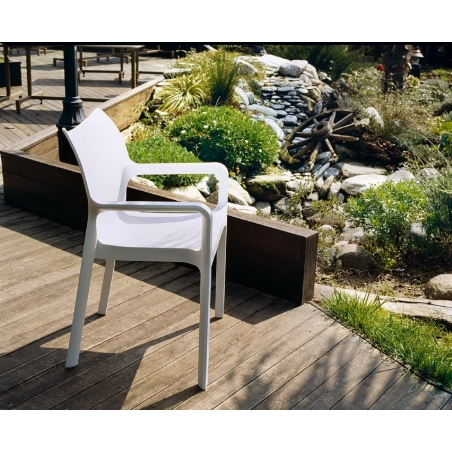 Diva white garden chair with armrests Siesta