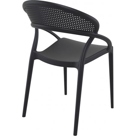 Krzesło plastikowe z podłokietnikami Sunset Czarne Siesta