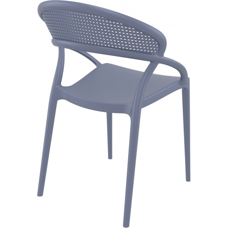 Krzesło plastikowe z podłokietnikami Sunset Ciemno szare Siesta