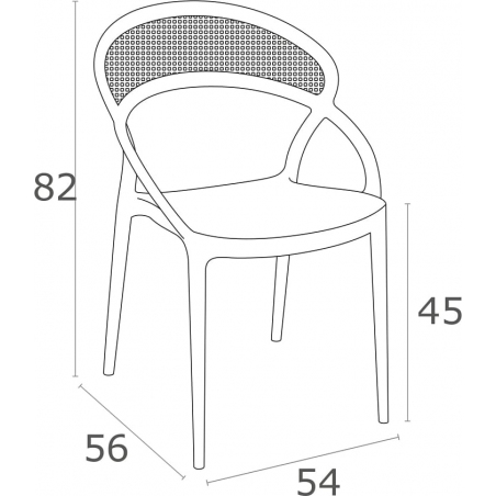 Krzesło plastikowe z podłokietnikami Sunset Ciemno szare Siesta