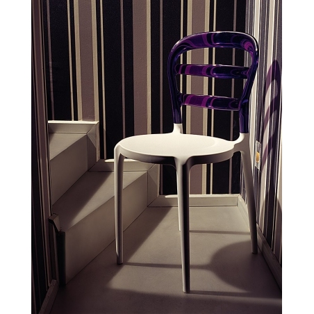 Krzesło z tworzywa Miss Bibi White Biały z fioletowym przeźroczystym Siesta