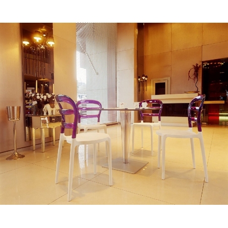 Krzesło z tworzywa Miss Bibi White Biały z fioletowym przeźroczystym Siesta