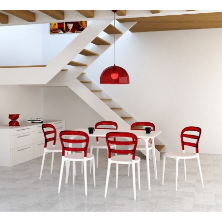 Miss Bibi white&red transparent polypropylene chair Siesta