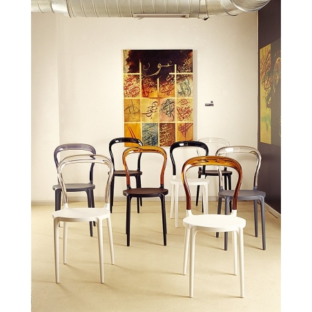 Krzesło z tworzywa Bobo Grey z szarym przeźroczystym Siesta
