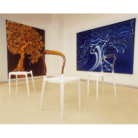Krzesło z tworzywa Bobo Grey z przeźroczystym Siesta