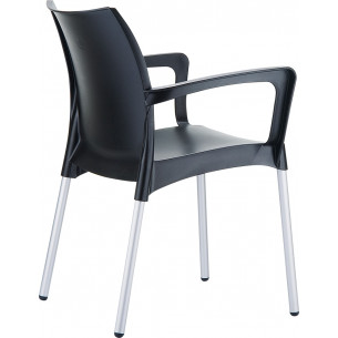 Stylowe Krzesło ogrodowe z podłokietnikami Dolce Armchair Czarne Siesta na taras i do restuaracji. 2