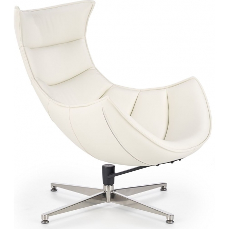 Designerski Fotel skórzany wypoczynkowy LUXOR Biały Halmar do salonu i sypialni.