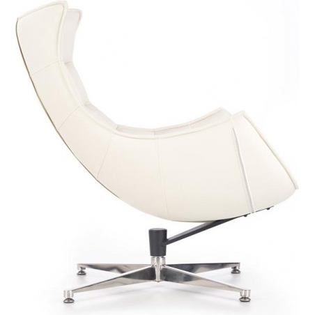 Designerski Fotel skórzany wypoczynkowy LUXOR Biały Halmar do salonu i sypialni.