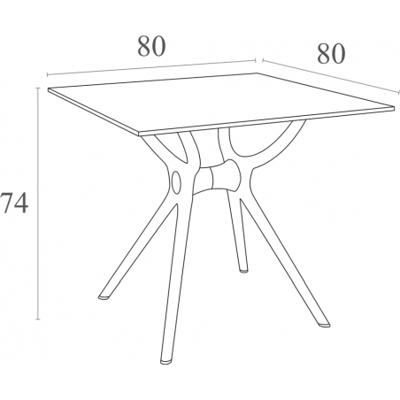 Air 80x80 black square dining table Siesta