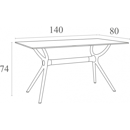 Air 140x80 black rectangular dining table Siesta