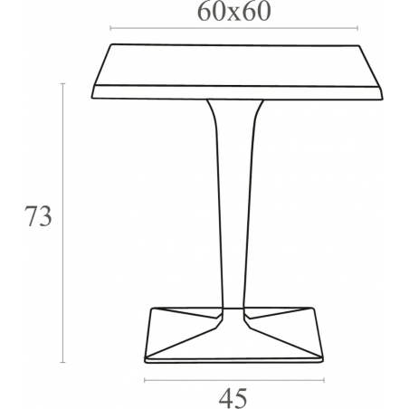 Ice 60x60 black one leg square dining table Siesta