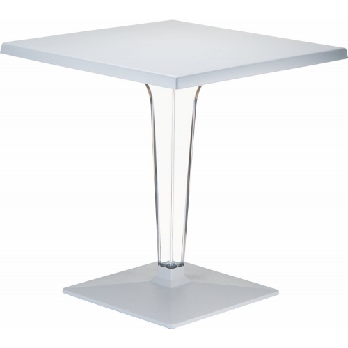 Ice 60x60 silver one leg square dining table Siesta