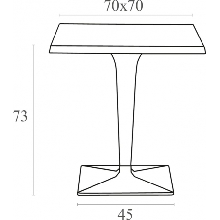 Stół kwadratowy na jednej nodze Ice 70x70 Srebrny Siesta