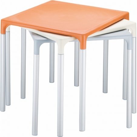 Mango Alu 72x72 orange square dining table Siesta