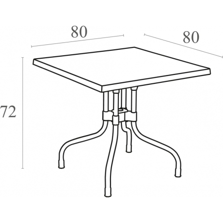 Forza 80x80 grey square garden table Siesta
