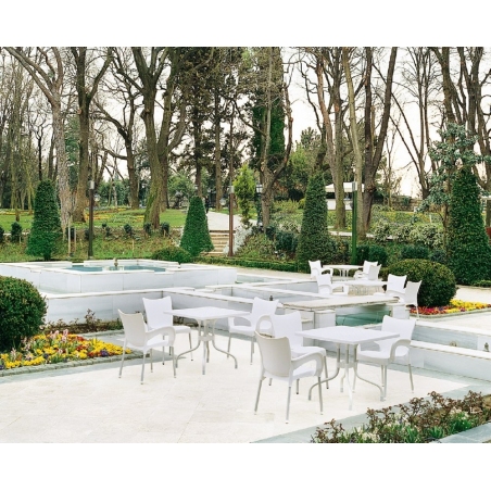 Forza 80x80 white square garden table Siesta