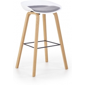 Sting H86 76 white&amp;grey scandinavian bar stool with wooden legs Halmar
