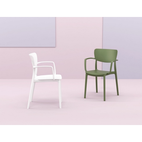Krzesło plastikowe z podłokietnikami Lisa Białe Siesta