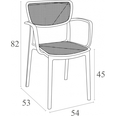 Loft dark grey openwork chair with armrests Siesta