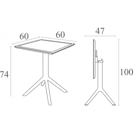 Stół kwadratowy na jednej nodze Sky 60x60 Siesta