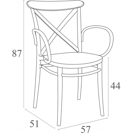 Krzesło plastikowe z podłokietnikami Cross XL ciemno szare Siesta