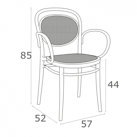 Marcel XL dark grey openwork chair with armrests Siesta