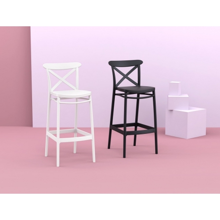 Krzesło barowe plastikowe Cross 75 białe Siesta
