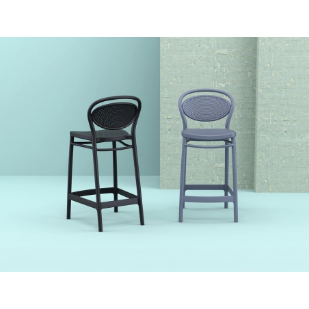Krzesło barowe plastikowe Marcel 75 ciemno szare Siesta