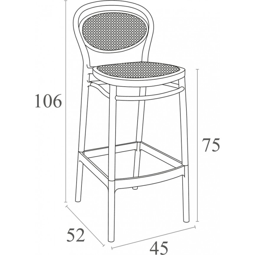 Marcel 75 olive plastic bar chair Siesta