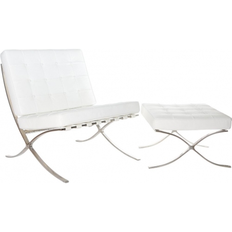 Fotel skórzany Barcelon Single Biały D2.Design
