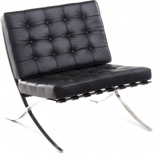 Designerski Fotel skórzany Barcelon Single Czarny D2.Design do salonu i sypialni. 2