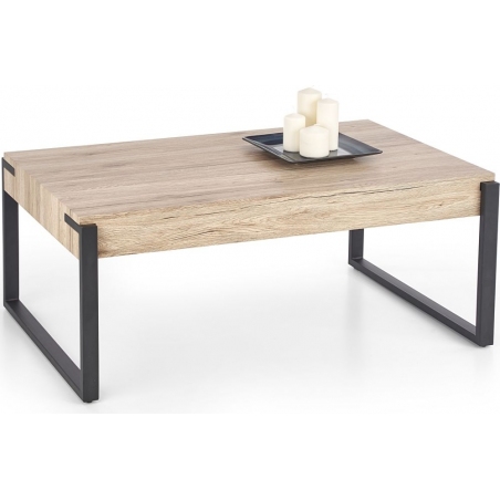 Capri 110x64 san remo oak&amp;black coffee table Halmar