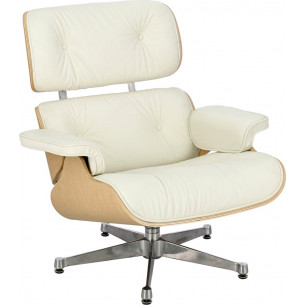 Vip Natural white leather swivel armchair D2.Design