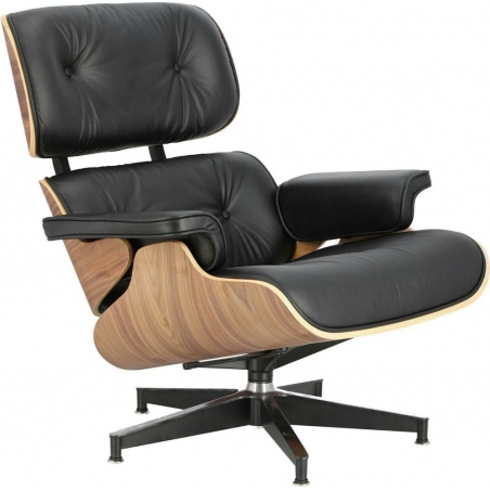 Vip Walnut black leather swivel armchair D2.Design