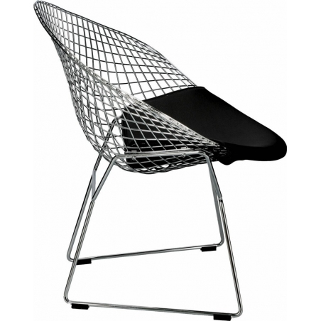 Designerskie Krzesło druciane z podłokietnikami HarryArm insp. Diamond Armchair Chrom/Czarny D2.Design do jadalni, salonu i kuch